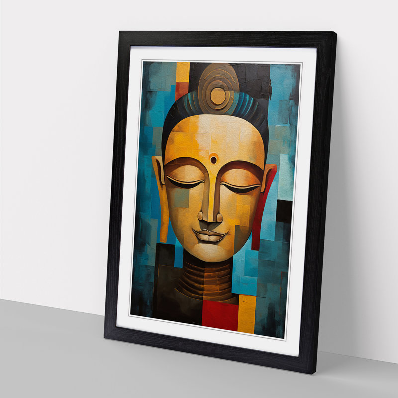 Buddha Cubism No.2 - Framed Print, Black Framed, 34cm H x 25cm W x 2cm D