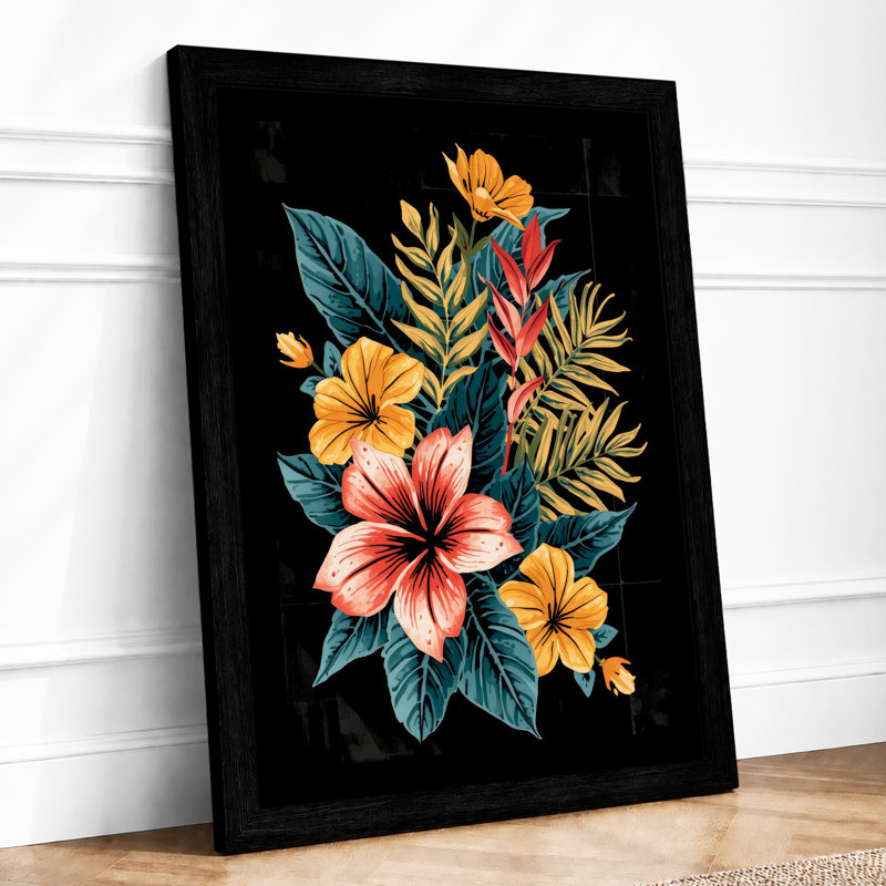Floral Study Botanical - Framed Print, A1 - 84.1 x 59.4 cm, Black