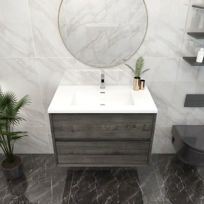 35.44'' Single Bathroom Vanity with Acrylic Top