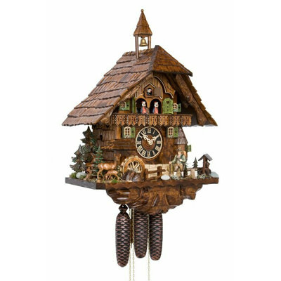  Hand-Carved German Cuckoo Clock with Hunter