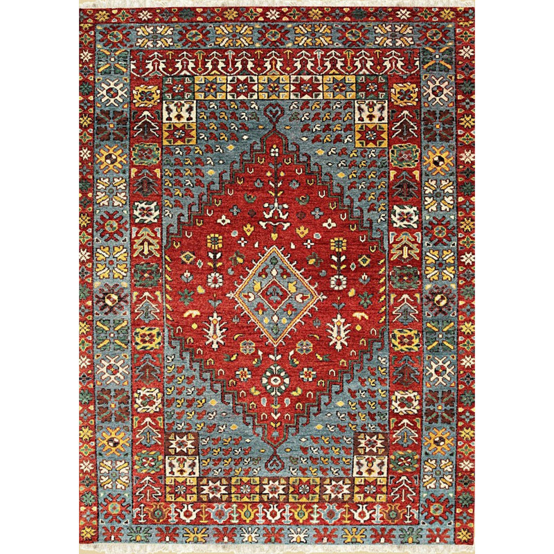 Tapis traditionnel en laine noué à la main Mervyn, Rectangulaire 8 pi x 10 pi