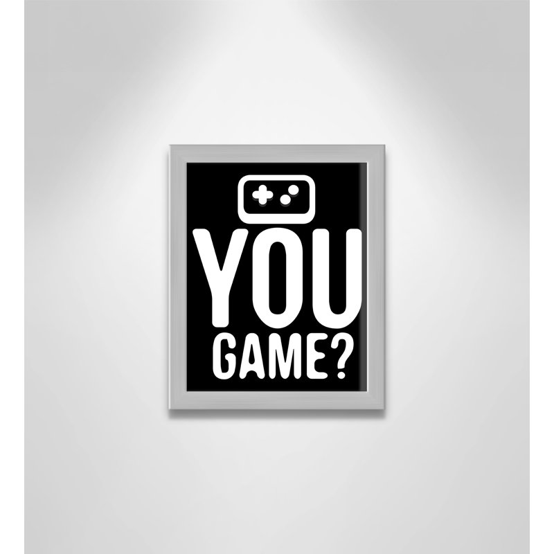 «You Game inversée», art encadré, H 11 po x l 9 po x P 1,19 po, Encadré de boîte argent