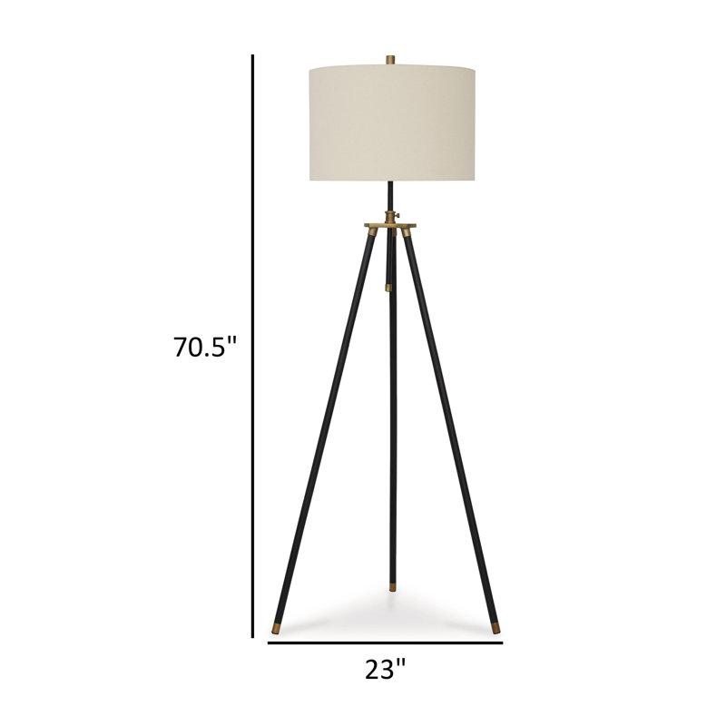 Egan 71 Inch Floor Lamp, White Drum Shade And Classic Tripod Metal Base