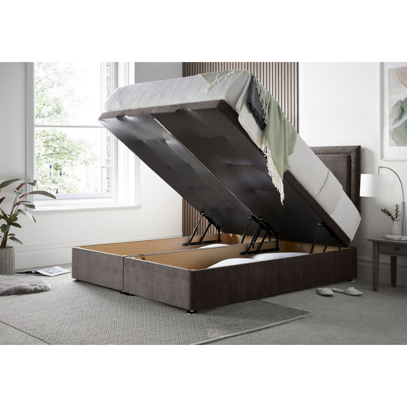 Charlie Naple Divan End Lift with 24" Headboard on Struts, Slate Grey, Double (4'6)
