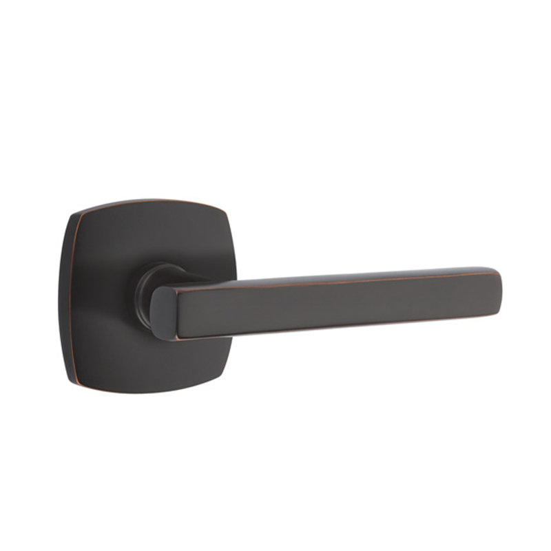 Freestone Flat Double Dummy Door Lever with Square Rosette, Oil Rubbed Bronze, Right