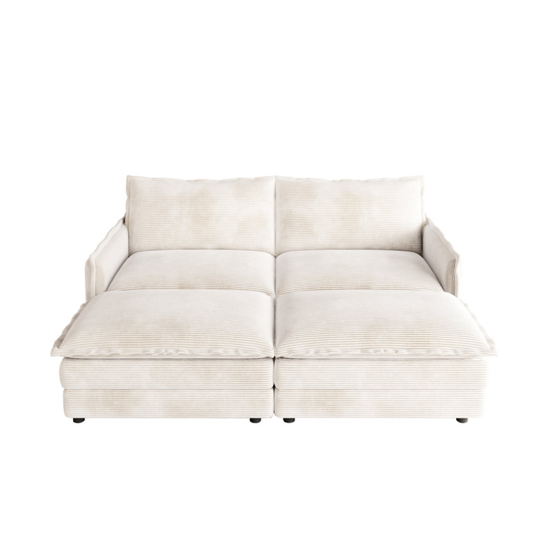 Mobilier de salon en velours côtelé, 2 avec 2 repose-pieds, structure en bois massif, fauteuil inclinable profond, revêtement d'ambiance douillette, repose-pieds amovibles, structure, choix de sièges confortables