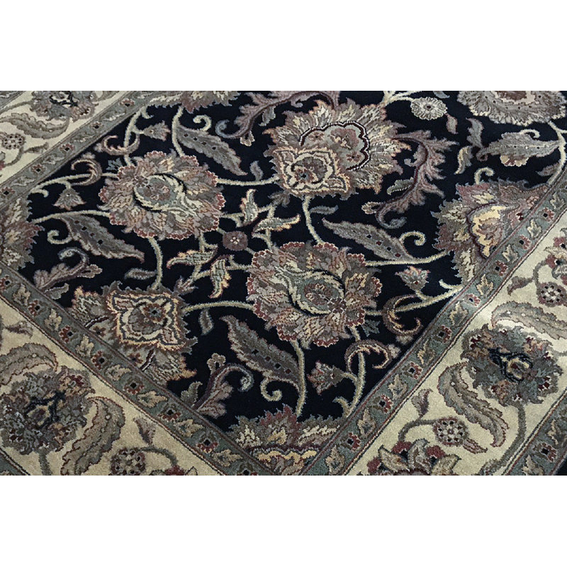 Tapis de couloir noir et or de haute qualité noué à la main Trinity