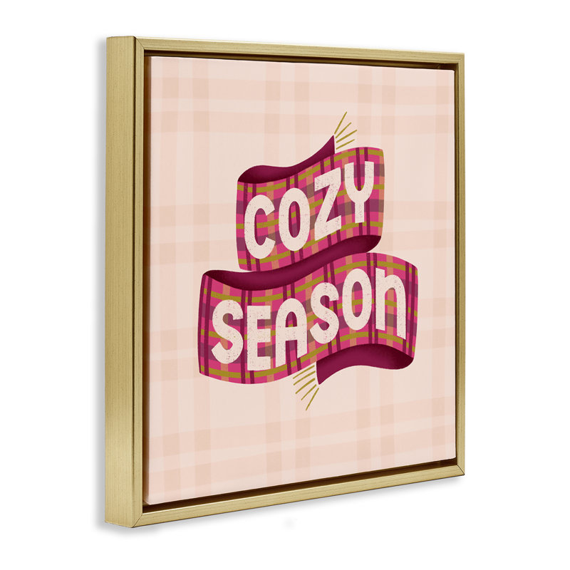 Écharpe Cozy Season sur cadre flottant écossais, design par Sarah Hickman, H 25 po x l 25 po, Cadre flottant métallique doré
