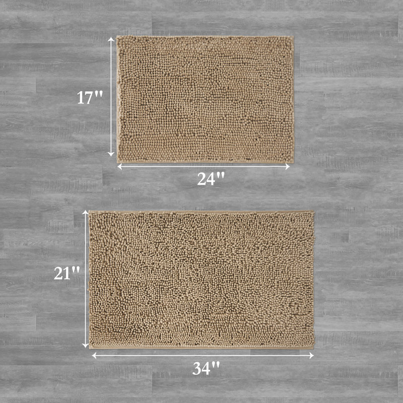 Wayfair Basics® Aguon 2 Piece Plush Bath Rug Set, Linen