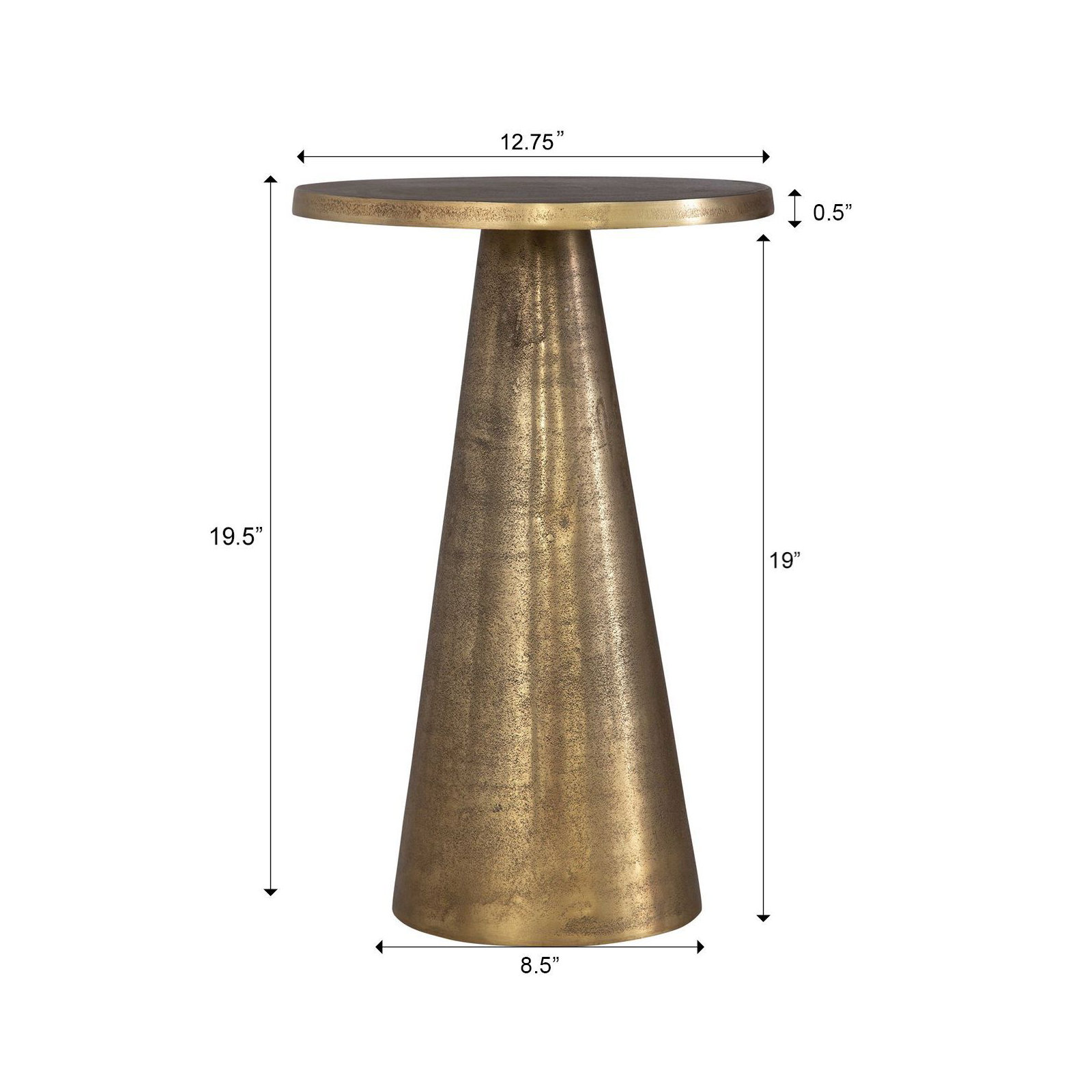 Toriane Pedestal End Table, Antique Brass