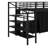 Full Size Metal Loft Bed With Wardrobe And Table Set