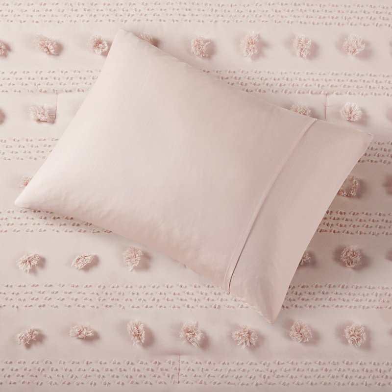 Clip Jacquard Comforter Set, King Comforter + 2 King Pillowcase, Pink