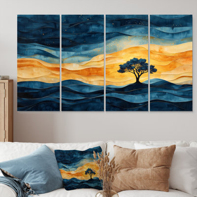 «Blue Desert Survivor Tree of Life III», ensemble d'art sur toile arbre de vie