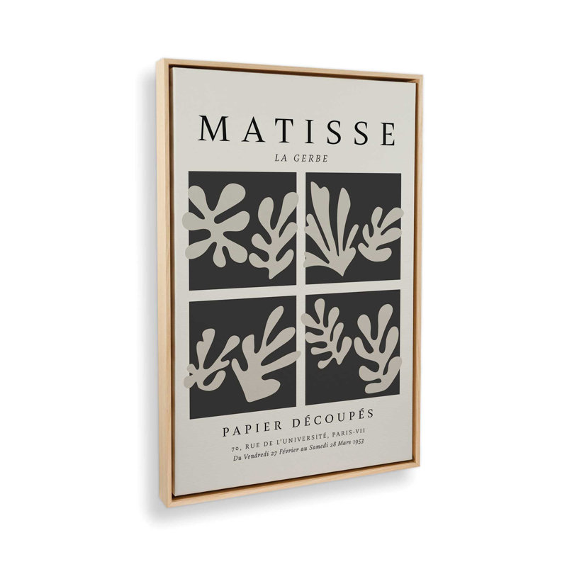 Matisse's La Gerbe Quartet en noir, H 12,75 po x l 8,75 po x P 1,75 po, Cadre américain en érable flottant