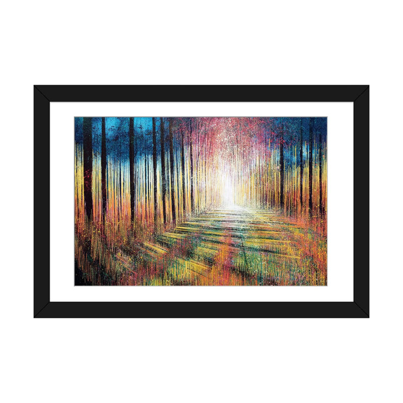 « matinée lighting trees », impression sur toile, H 16 po x l 24 po x P 1 po, Papier d'art encadré noir