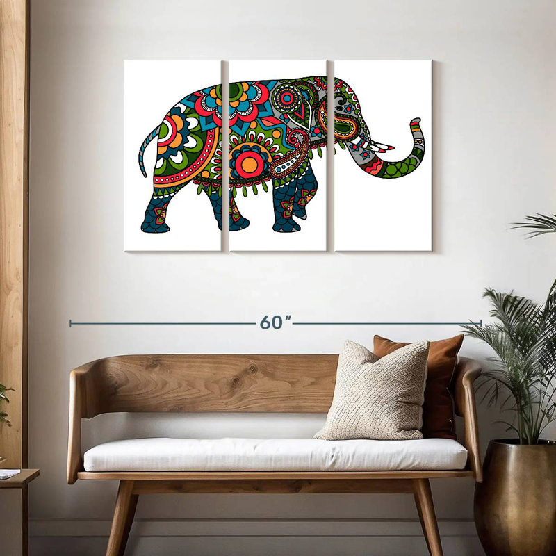Brampt Floral Doodle Elephant, 28" H x 45" W