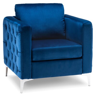 Accent Chair, Velvet Upholstered Single Sofa, Tufted Barrel Club Armchairs -  Everly Quinn, 60A3EF9ED8EB4FF0A1A7AA80E0B09601