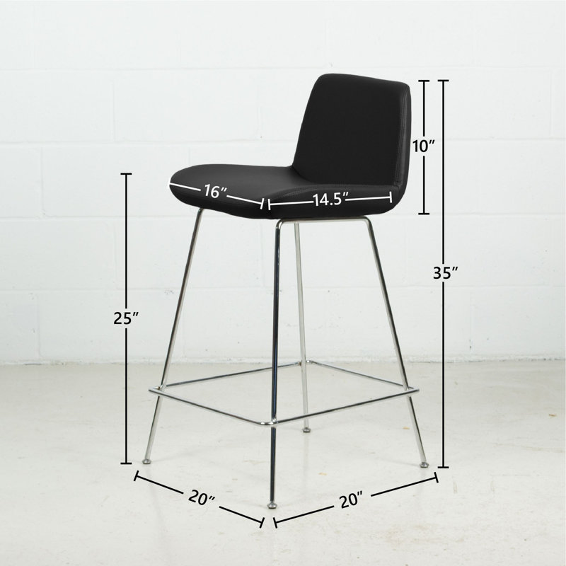 Tabouret de bar et de comptoir Jabreya, Tabouret de comptoir (siège d'une hauteur de 25 p, Chrome chrome, Noir