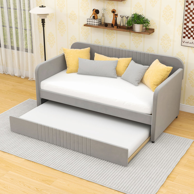 Lit de jour simple avec couchette Arkeith, gris