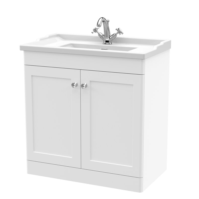 Classique 800mm Double Bathroom Vanity with Vanity Top, Satin White