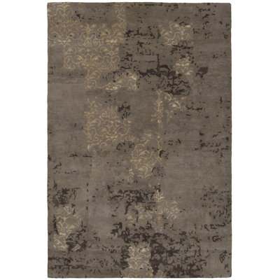 Tapis taupe et brun en laine touffeté à la main Knightsville