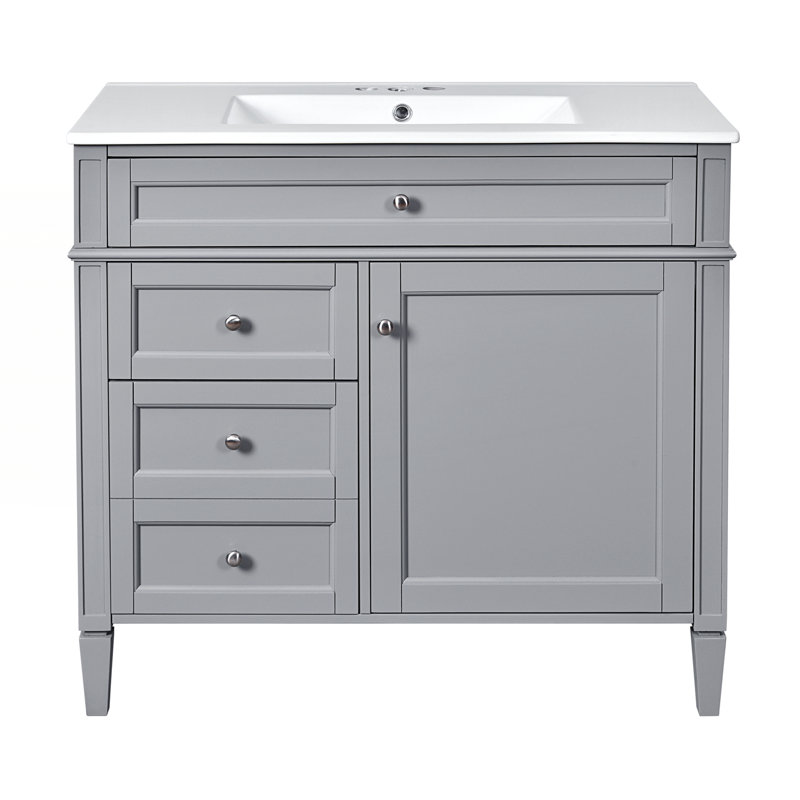 Meuble-lavabo 36 po avec lavabo supérieur, Argent argent, Gris