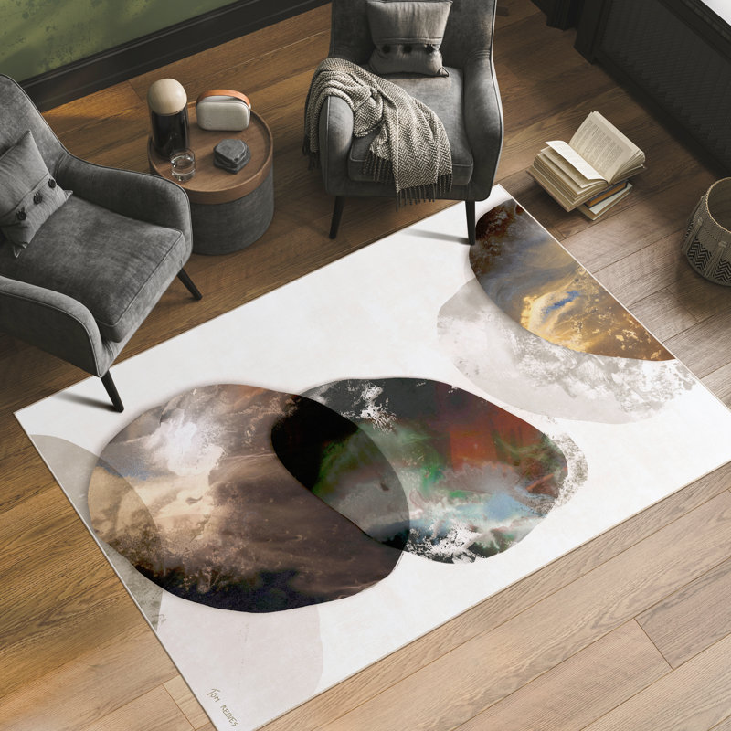 Metallic Fusion Washable Geometric Area Rug, Power-loomed, Softness with Non-Slipping Backing