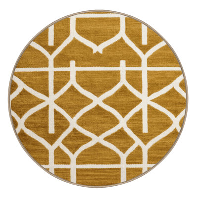 Machine Washable Trellis Brown Area Rug