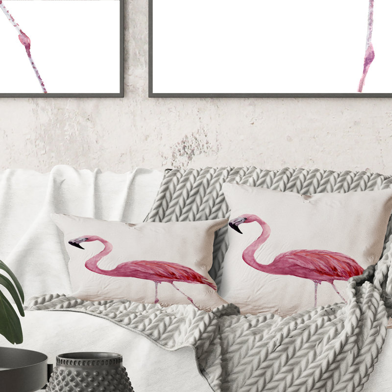 Coussin Pink Flamingo On White III