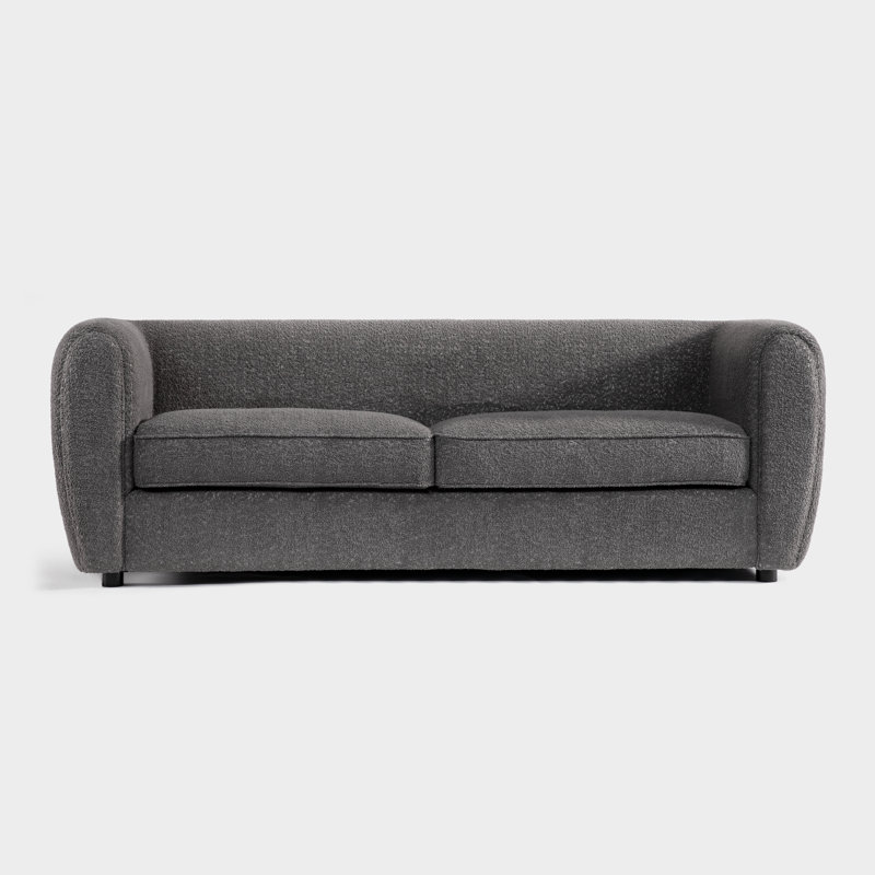 Canapé à accoudoirs arrondis 86,5 po Celal, 100 % polyester gris anthracite