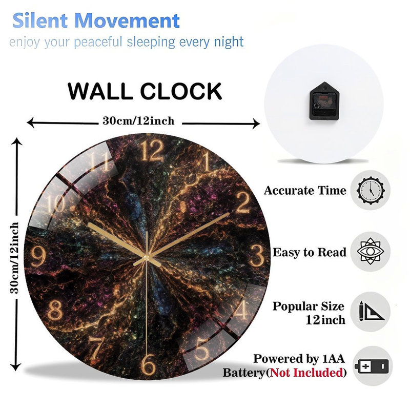 Horloge murale Galaxy avec chiffres - horloge murale 12 po