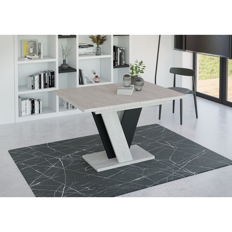 Extendable Dining Table Ameila, Light Grey/Black
