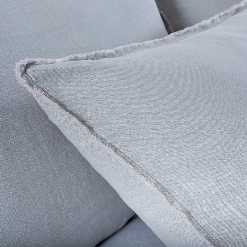 Taupe Standard Stonewashed Linen Sham with Frayed Edges