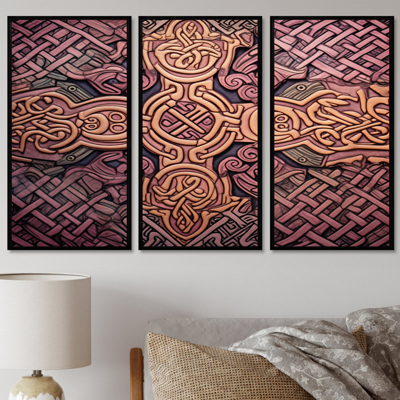 Celtic Pink Cross - ensemble de décoration murale géométrique, H 40 po x l 60 po, Noir, noir, noir, noir