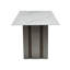 Table de salle à manger rectangulaire de 69,30 pouces de style moderne, verre trempé avec plateau en marbre, pieds de table brossés mat