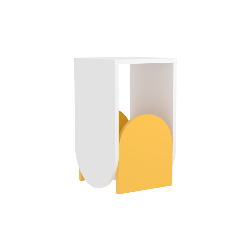 Table de bout abstraite Hovi, Blanc / moutarde