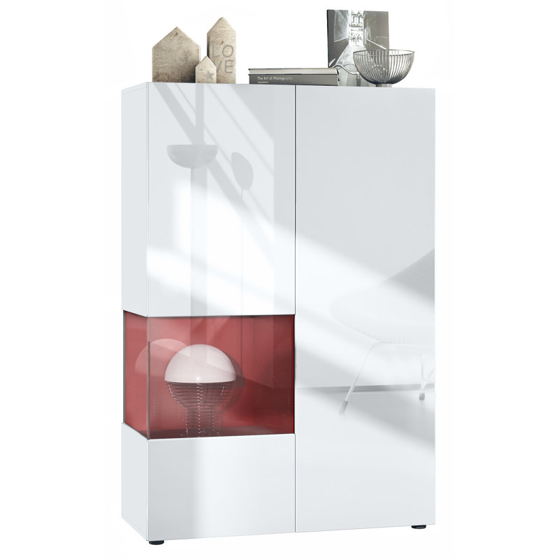 Alhassane Display Cabinet, White/Bordeaux High Gloss