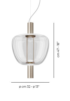 Riflesso Suspension 2L3 Crystal Transparent Matt Copper 2 L3221 Ul, 3000 Kelvins, Crystal Transparent, Matte Gold
