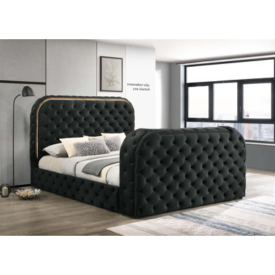 Grand lit en velours avec foyer, meuble télé et meuble télé Upholstery