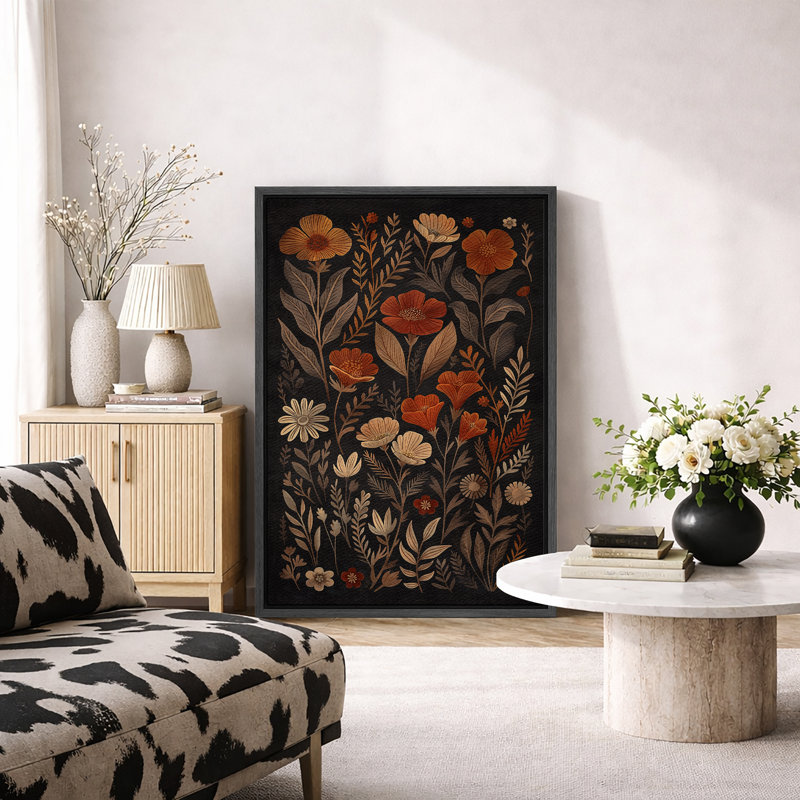 «Vibrant Wildflower Dark Moody Wildflower», art mural encadré, impression numérique sur toile, impression numérique sur toile