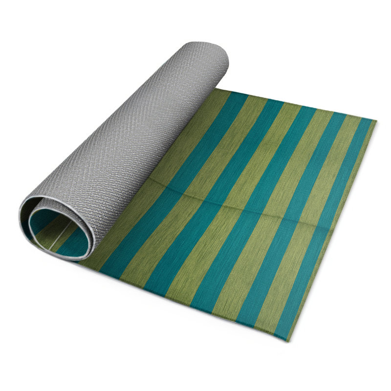 Tapis intérieur / extérieur vert HorizontalStripes, Rectangulaire 2 pi x 3 pi