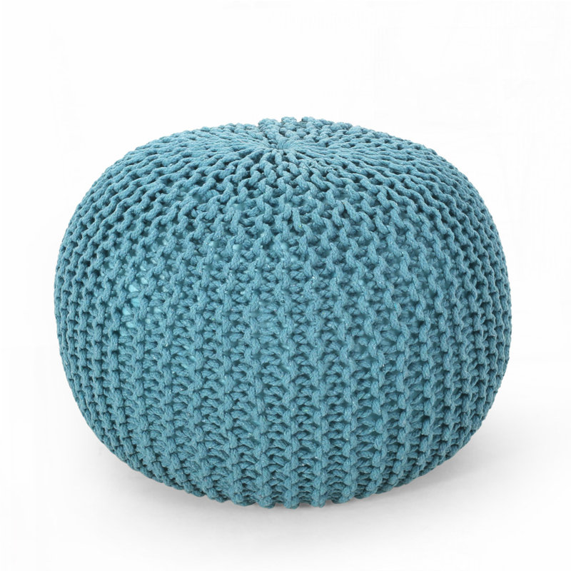 Round Ottoman, Aqua