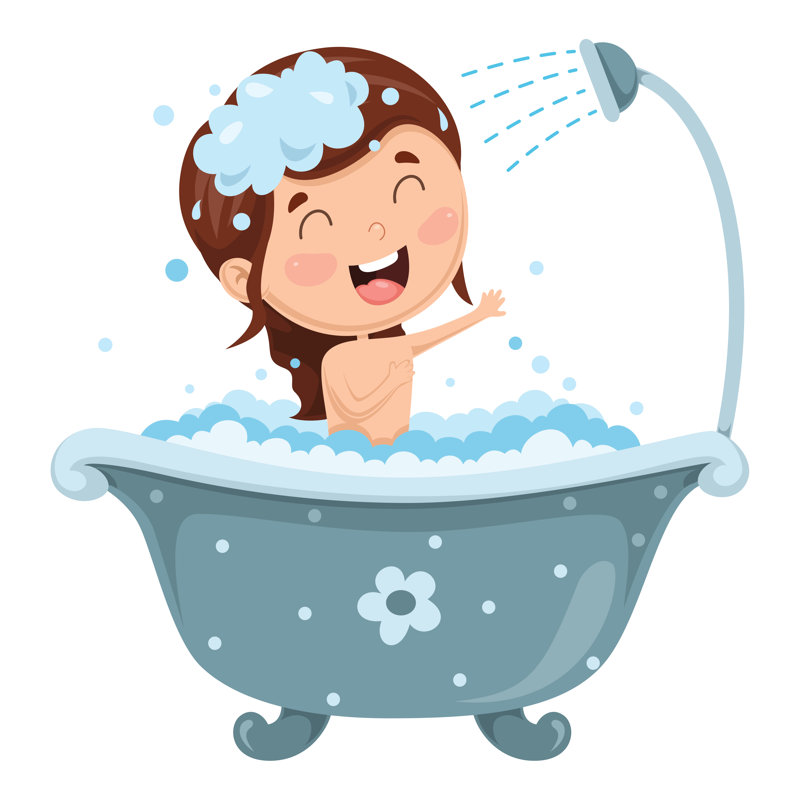 Kid Taking Shower - Wrapped Canvas Print, 51cm H x 51cm W x 3.8cm D
