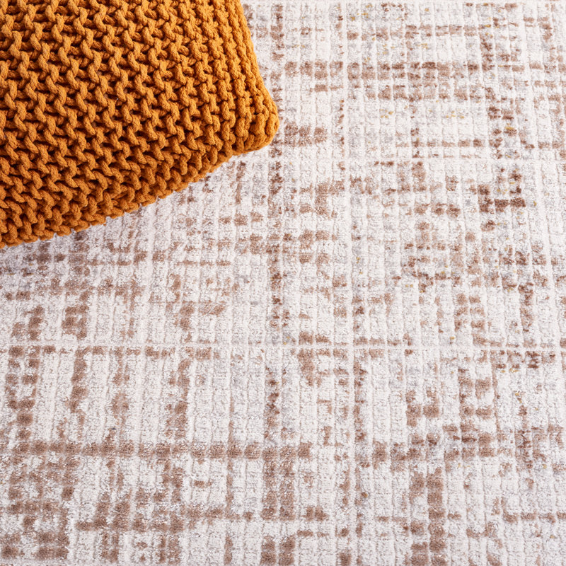 Palma Beige and Brown Hand-Knotted Synthetic Area Rug