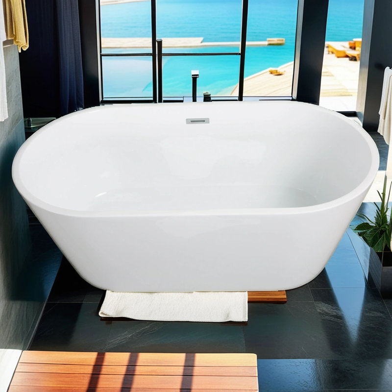 67.01'' x 31.11'' Freestanding Soaking Acrylic Bathtub