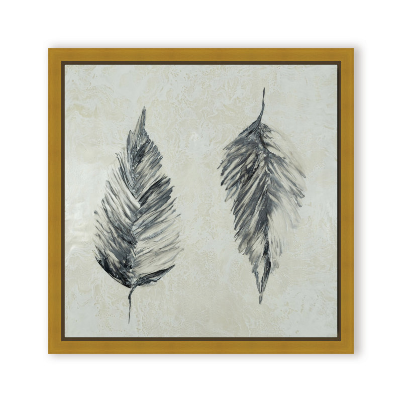 Nature Inspired "Silver Foliage" Canvas Wall Art By , Framed Matted Print, 20" H x 20" W x 1.125" D, Gold