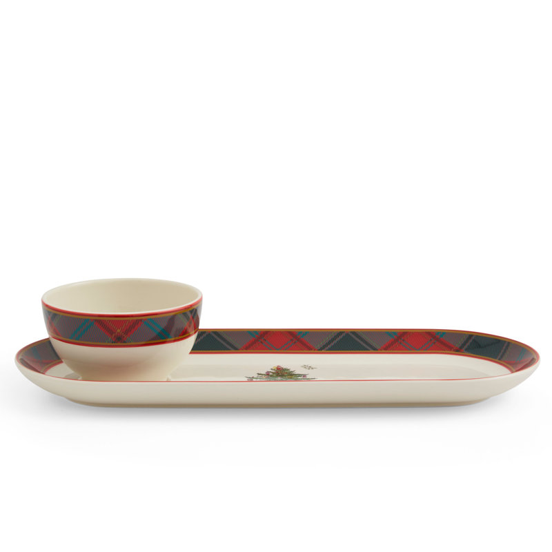 Arbre de Noël tartan 2 pièces Spode Chip and Dip 13 "