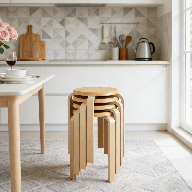Stackable Bentwood Stool Set of 4