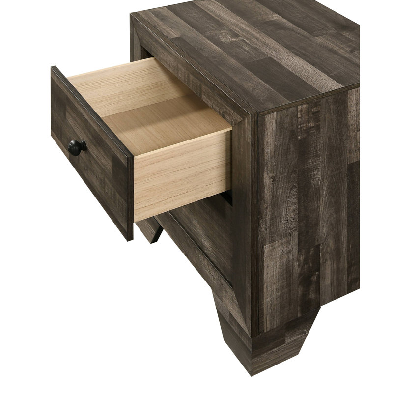 Table de chevet avec tiroirs, Gris / brun rustique
