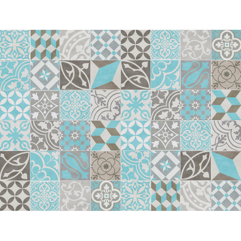 Vinyl Mat Migina in Light Blue/Grey, Runner 66 x 250cm